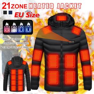 Veste chauffante pour femmes et hommes,Capuche amovible pour manteau  chauffant,4 zones,Vestes chauffantes Coupe-vent USB Charging Body  Warmers,Pas de batterie (4XLred)