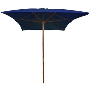 PARASOL Parasol d'extérieur avec mât en bois Bleu 200x300 cm MEN