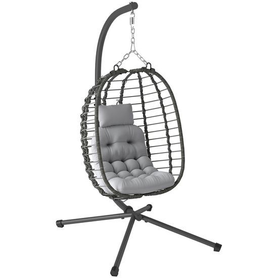 Support Pour Fauteuil Suspendu Outsunny 215cm - Charge 130kg, Métal Noir | Pour Balcon, Jardin, Terrasse