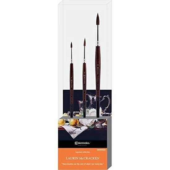 Set 3 Pinceles Acuarela ESCODA Versàtil - Nº4,6,10 Pelo Sintético Kolinsky, Fabricados En España