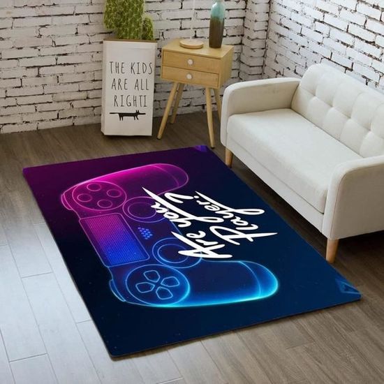Neon Gaming Tapis Gamer Neon - 80x160cm, Flanelle Antidérapante, Design Gaming Pour Chambre Ado Tapis Gamer Sol