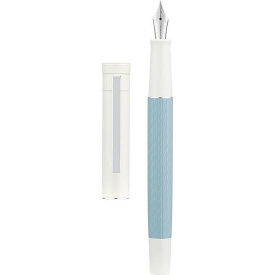 Stylo-plume Hongdian 1843 Navigator Pointe Extra Fine 0.4mm - Corps Laiton Ondulé Bleu, Convertisseur Inclus, Étu - 11