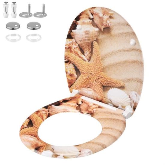 Abattant WC universel thermodurcissable frein siege de toilette mecanisme d abaissement automatique etoile de mer et sable Cdiscount Bricolage