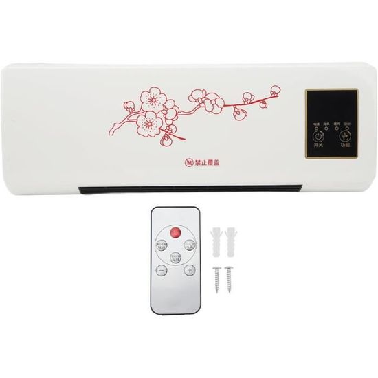 Chauffage de Climatiseur, Refroidisseur D'air Mural, 2000W Portable Petit Climatiseur Rideau D'air Intérieur avec 8 Heures de Chronométrage pour Salle de Bain Chambre à Coucher