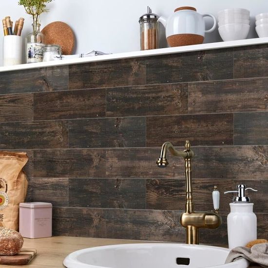 M MOFIT Carreaux De Métro Autocollants Pour Cuisine, Fond De Hotte Mat, Carreaux Autocollants En Mosaïque De Pierre Pour Mur De Salle De Bain, Imperméables (Beige Rouille 10 Carreaux