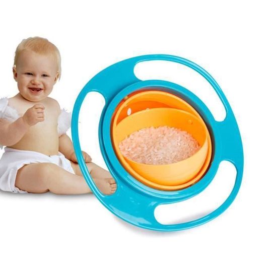 Assiette Bol Bebe Bol Gyroscopique Bébé Anti-renversement - Tourne 360° ( rose Clair) Bol Anti Renversement