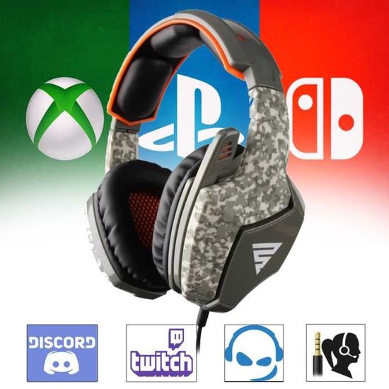 Casque Gamer Nintendo switch PS4 Xbox one camouflage avec micro