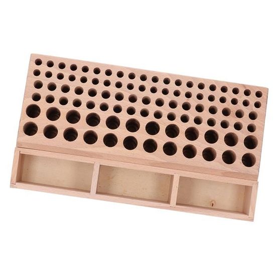 Support En Bois Massif Pour Outils De Maroquinerie - 48 Trous, 2 Fentes - Rangement Professionnel Pour Poinçons, Couteaux, Brosses