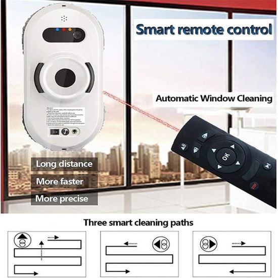 Robot nettoyeur de vitres électrique automatique ROKOO - 3 modes - Blanc -  60 min d'autonomie - Cdiscount Electroménager