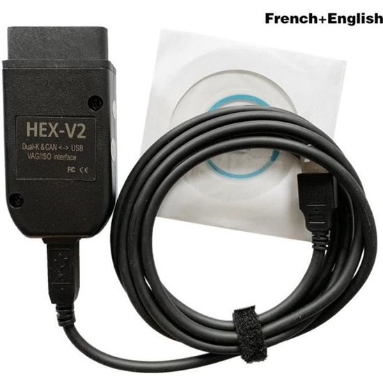 Câble de diagnostic Interface Vcds HEX V2 VAGCOM 20.4.2 VAG COM 19.6 POUR  VW pour siège AUDI Skoda - Cdiscount Auto