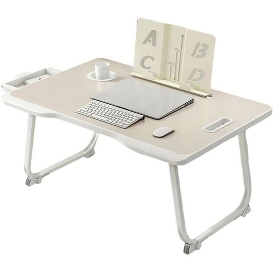 Table De Lit Pliante Pour Ordinateur Portable – Plateau Avec Fente Pour Tasse, Idéale Pour Travailler Ou Manger Au Lit