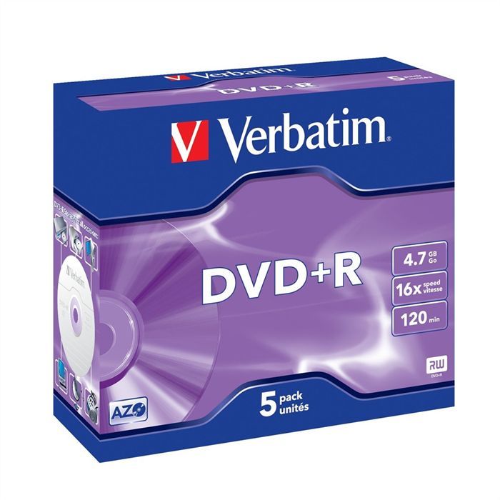 Verbatim DVD+R 4 7 Go 16x Pack de 5 - vue 2