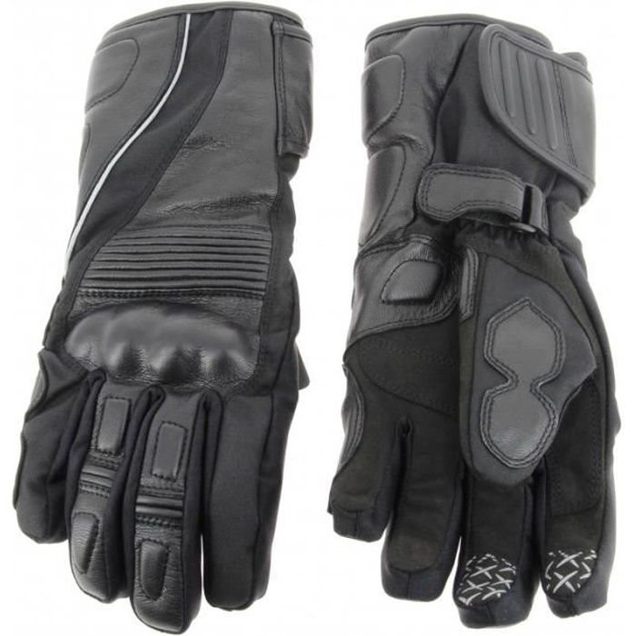 AOM - Paire de Gants cuir hiver avec coque de protection - Noir