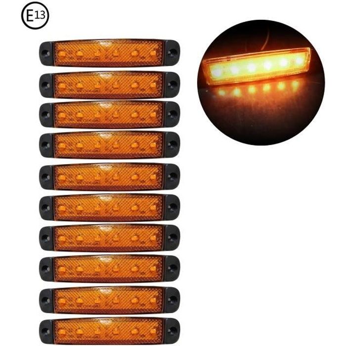 10x Feux De Gabarit 12V LED Orange Position Laterale Homologue E13 Pour Camion