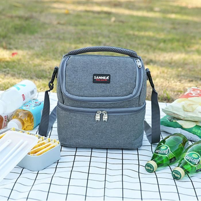 Sac Isotherme Repas, Lunch Box Bag Isotherme Femme, Glaciere Souple Isotherme, Sac Repas Pour Enfant Travail PiqueNique - gris