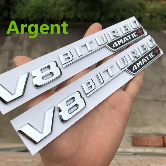 Insigne Marque Auto Mercedes-Benz V8 BITURBO 4MATIC+ Marque Argent