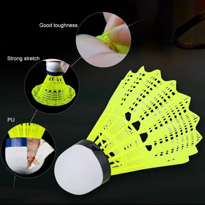 Badminton lot de 6 Volant en Nylon Professionnel Jaune