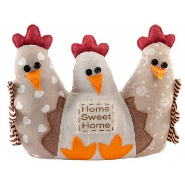 Cale Porte figurine Poule tissu - Home sweet home -