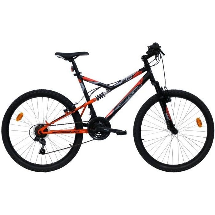 Vélo VTT 26'' Tout Suspendu équipé de 21 Vitesses, Shimano TY21, Potence HeadSet, Freins V-Brake avec leviers en Aluminium