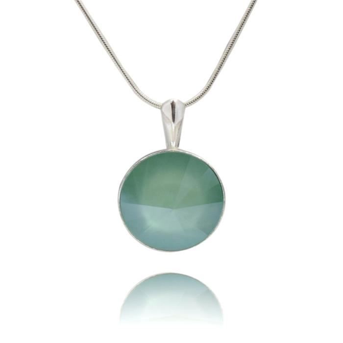 Crystals & Stones * Mint Green * * Rivoli * – Pendentif avec chaîne en argent 925 Argenté avec Swarovski® Elements – Collier avec
