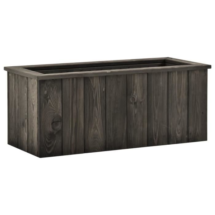 NEUF Jardinière Magnifique - Bac A Fleur - Lit surélevé Gris foncé 74x32x30 cm Bois de pin massif 16105FR