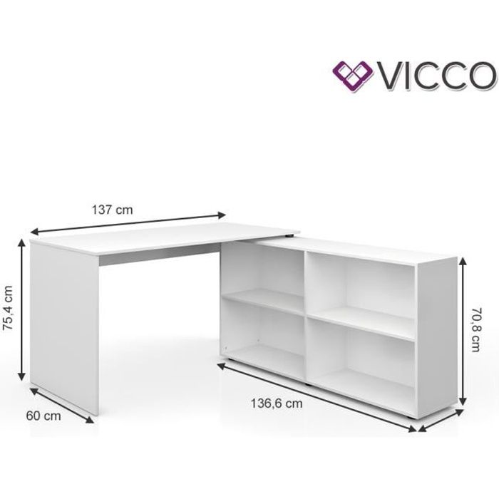 VICCO corner desk FLEXPLUS white - table de bureau informatique Bureau d'angle bureau PC