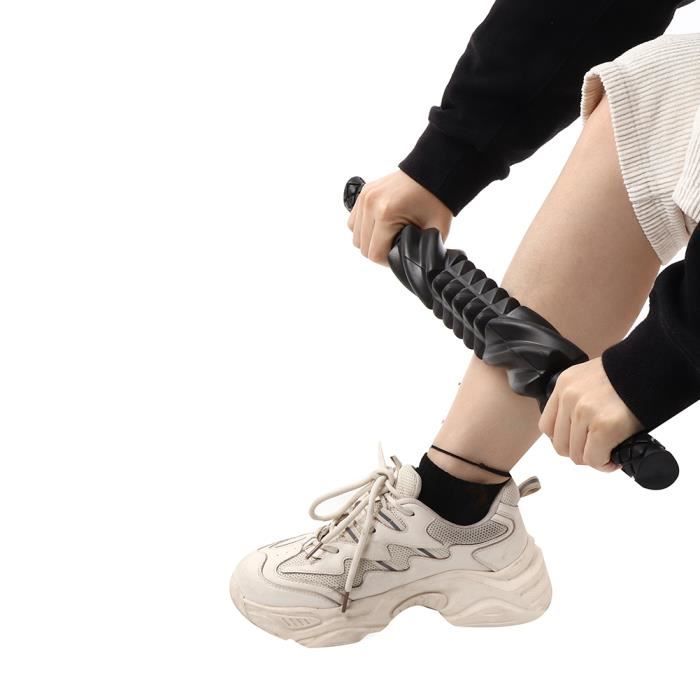 Tbest Bâton de massage fitness Bâton de Massage Portable Rouleau de Massage Portable Body Muscle Relax Massage Tool (Noir)