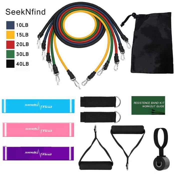 Kit d'15pcs ELASTIQUES COULEUR de remise en forme de résistance équipement, à domicile Musculation