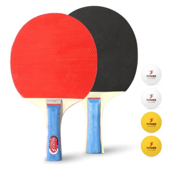 Raquettes de ping-pong de haute qualité 2 Raquettes de tennis de table à manche long et 4 balles