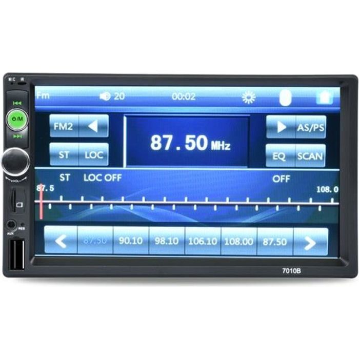 Autoradio 2 DIN 7- Voiture Radio MP3 MP5 Lecteur Multimédia 7010B Mains-Libres Bluetooth-Caméra de recul-FM- Contrôle du volant