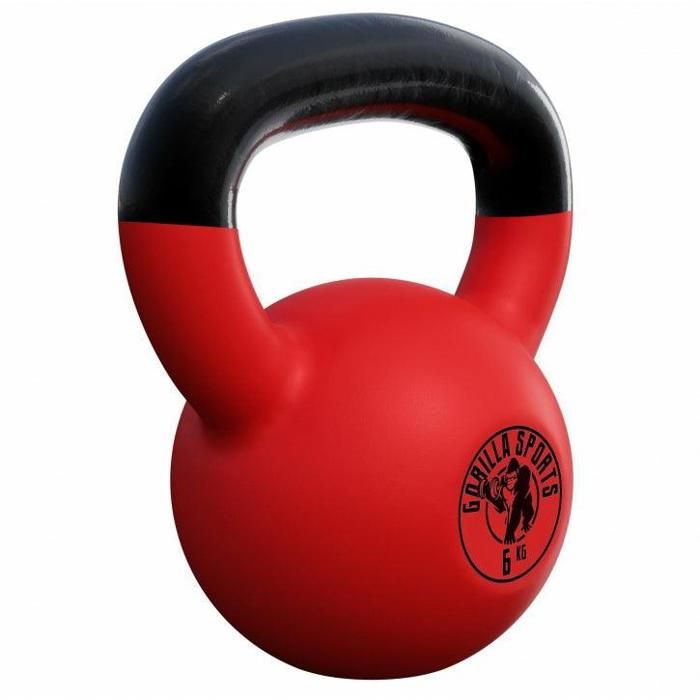 Gorilla Sports - poids Kettlebell fonte néoprène 2Kg à 32kg - 6 KG Noir