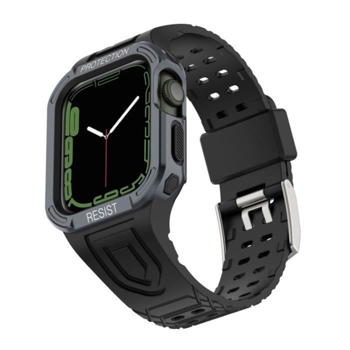 Sangle Pour Apple Watch Series 1-2-3 42Mm-4-5-6-Se 44Mm-7 45Mm Coumor Contrast Adjustable Band + Protective Case,Gris Noir