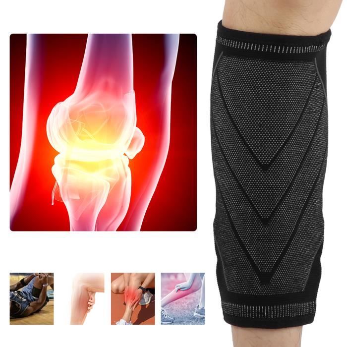 2pcs été unisexe mollet garde tricot nylon tous côtés élasticité Compression jambières(noir L )-1XIC