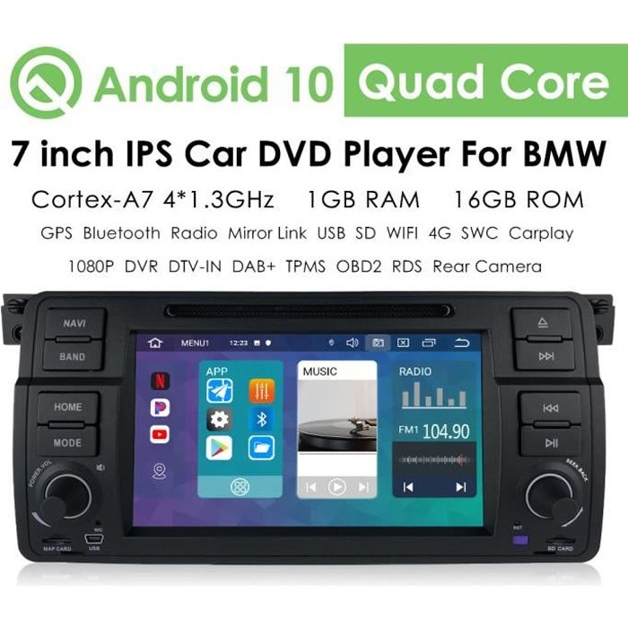 Pour BMW E46/M3/ Rover 75/ MG ZT Android 10 autoradio DVD lecteur multimédia GPS Bluetooth RDS USB miroir-lien 7 pouces Carplay