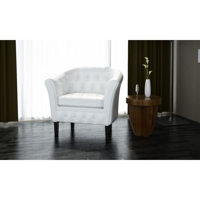 Fauteuil cabriolet Cuir synthétique Blanc Fauteuil gamer Fauteuil Scandinave Fauteuil relax