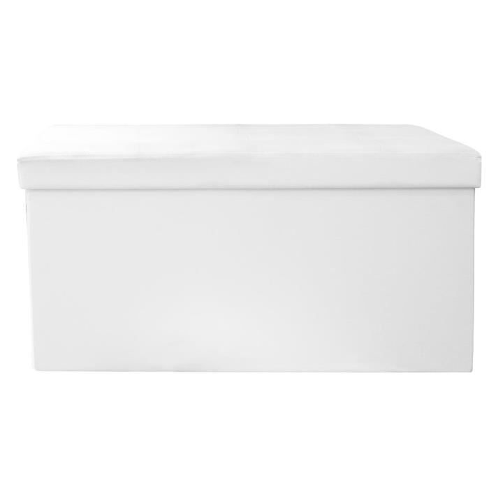 Coffre banc pliable en polyuréthane coloris blanc - Dim : H 37.5 x L 76 x P 37.5 cm