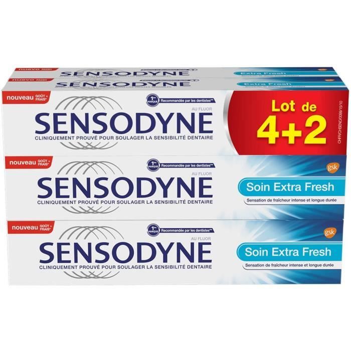 SENSODYNE Dentifrice Soin Extra Fresh - 4+2 de 75 ml