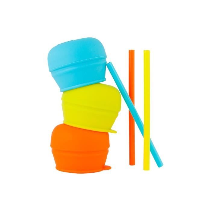 TOMY Snug Straw 3 Couvercles universaux et 3 Pailles en silicone