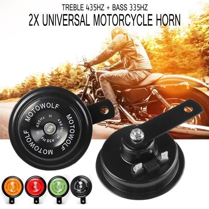 2x Klaxon de Moto Scooter Voiture - Avertisseur Sonore - 110db 12V 5A - Métal NOIR QK59850