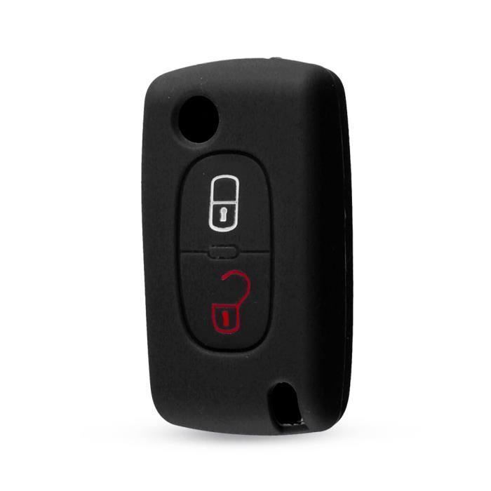 black -coque de protection en Silicone pour clé télécommande à 2 boutons,pour Peugeot 107 207 307 307S 308 407 607 et citroën C2 C3