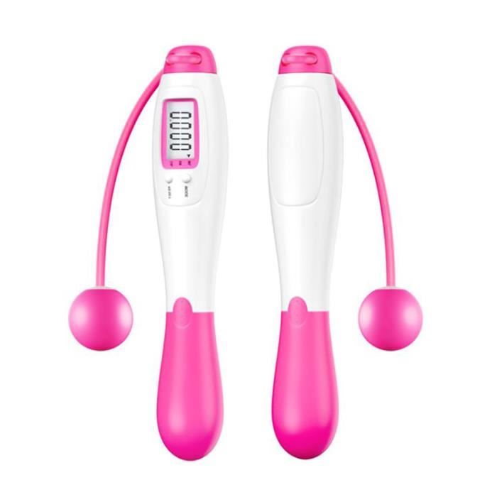 Corde à sauter numérique électronique intelligente, à sauter sans corde - rose et blanc