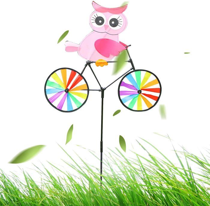 Moulin à Vent Animal à Vélo - Décoration De Jardin 92 Cm - Lapin, Ours, Canard