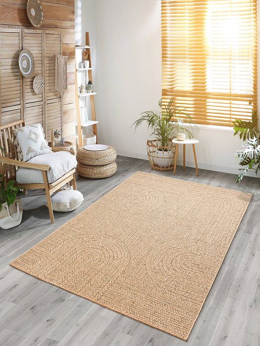 Tapis Rectangulaire - THE CARPET - Kansas - aspect jute Naturel - Résistant UV - 80x250 cm (5007)