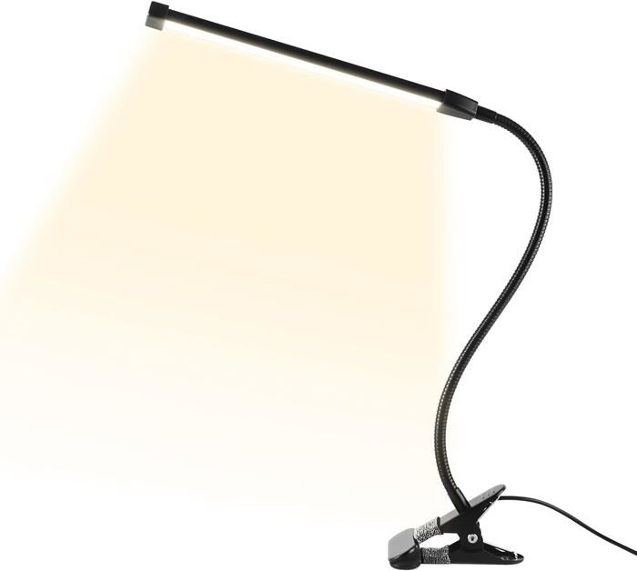 Lampe de bureau LED - 8W USB - Intensité variable - 3 modes (Froid/Chaud/Naturel) - Pince & col flexible
