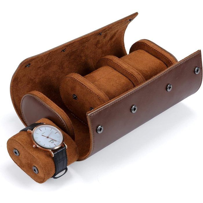 Boîte De Rangement Pour Montres 3 Places - Étui De Voyage En Cuir PU, Portable
