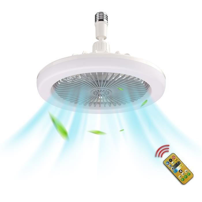 Ventilateur plafond avec Lumière et Telecommande LED Ventilateur Dimmable Plafonnier avec 30W E27 Lampe Intégrée mult VENTILATEUR