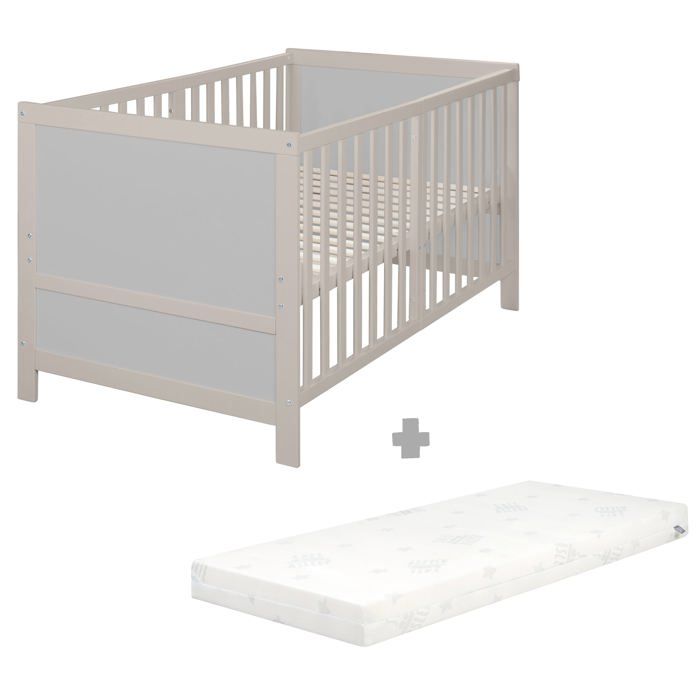 Lit Bébé Évolutif ROBA EASY SLEEP 70 x 140 cm + Matelas Roulé + Kit de Transformation - Réglable en Hauteur - Gris Clair Lit Bébé Évolutif ROBA EASY SLEEP 70 x 140 cm + Matelas Roulé + Kit de Transformation - Réglable en Hauteur - Gris Clair