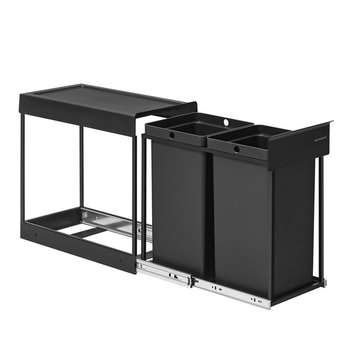 Poubelle de Cuisine Extractible - SONGMICS - 2 x 15 L - Noir - Coulissement Doux