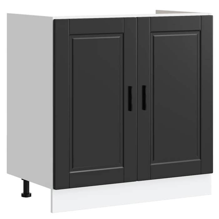 MGH Meuble Cuisine - Meuble bas pour évier Porto - pour Salle à Manger noir 80x46x815 cm bois ingénierie LV1193