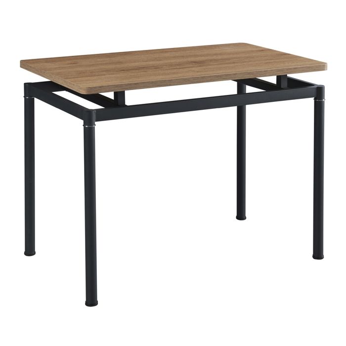 Table de salle à manger Hemnes MDF acier 100 x 60 x 75 cm effet chêne noir